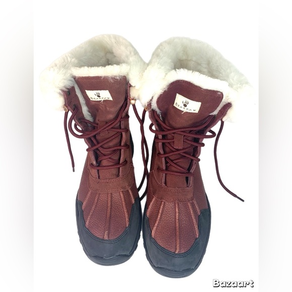 BearPaw boys burgundy and Black Winter Boots sz 6 - Picture 5 of 10
